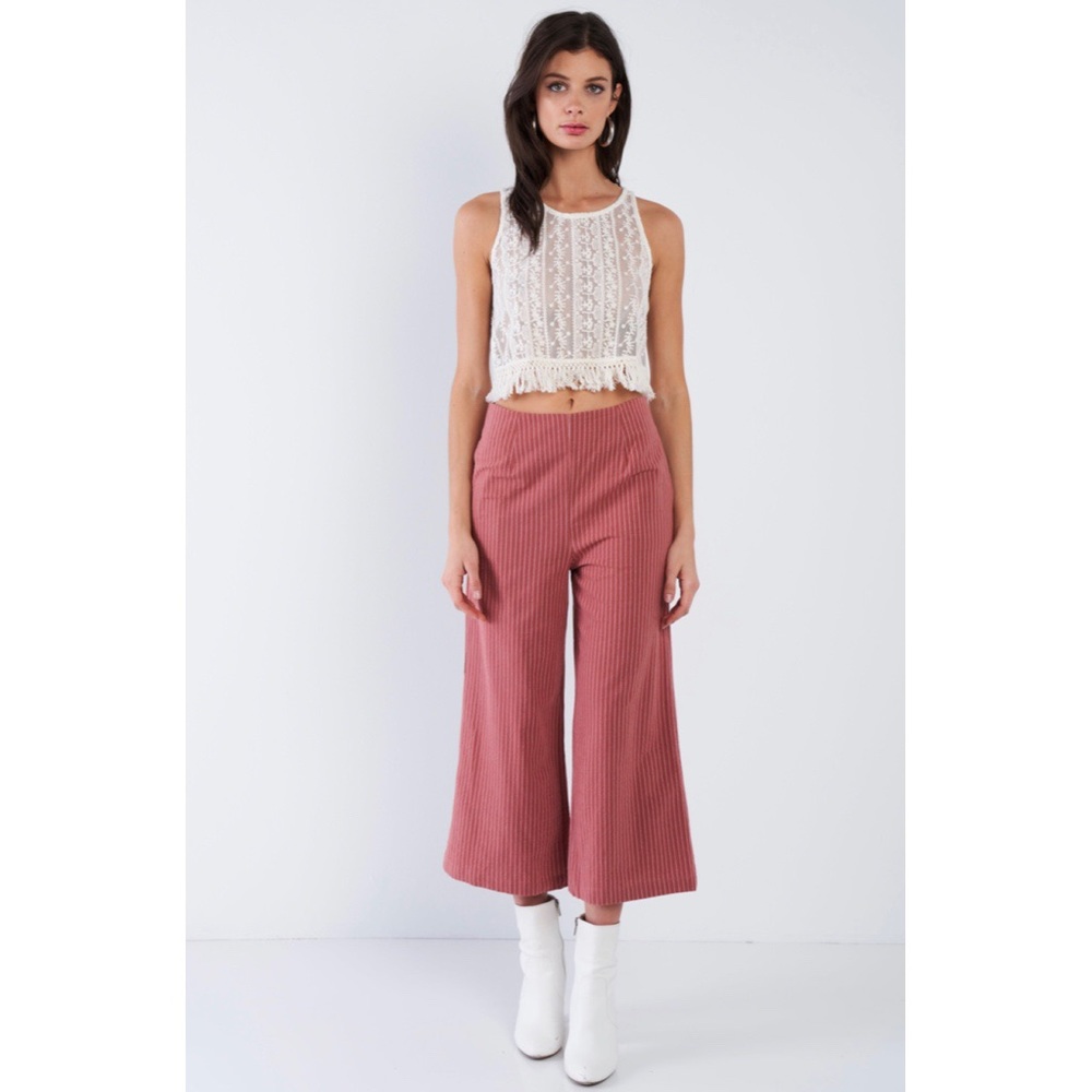 'Work Break' Pinstripe Cropped Gaucho Pants